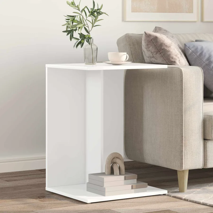 Table d'appoint Blanc 45 x 40 x 62,5 cm Bois d'ingénierie