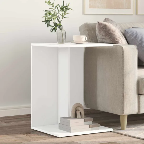 Table d'appoint Blanc 45 x 40 x 62,5 cm Bois d'ingénierie
