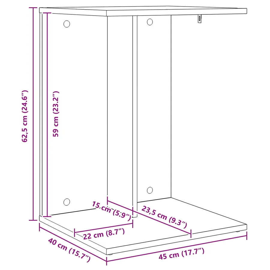 Table d'appoint Blanc 45 x 40 x 62,5 cm Bois d'ingénierie - 12