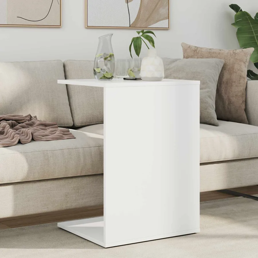 Table d'appoint Blanc 45 x 40 x 62,5 cm Bois d'ingénierie - 4