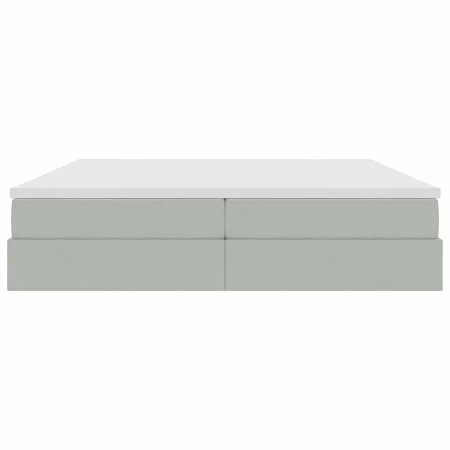 Lit avec rangement et matelas Gris clair 200 x 200 cm Velours - 6