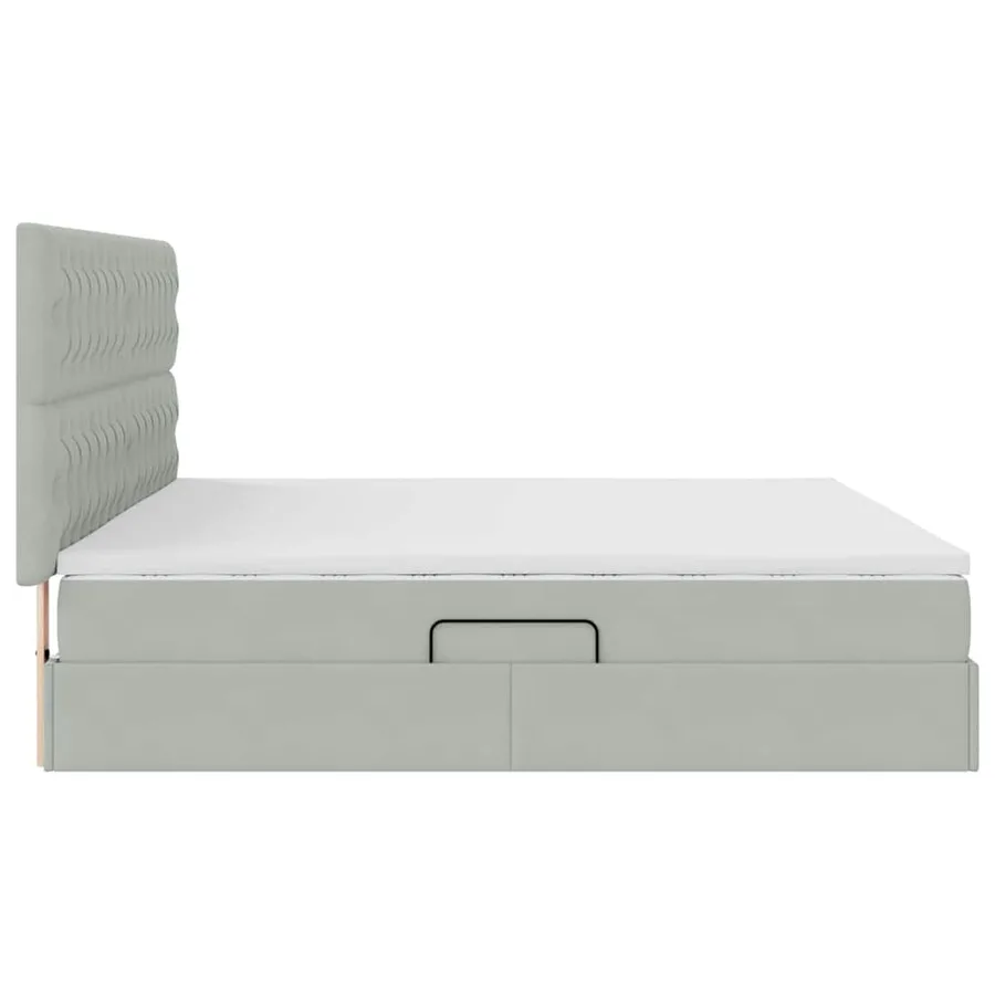 Lit de rangement LED avec matelas Gris clair 200 x 200 cm - 11