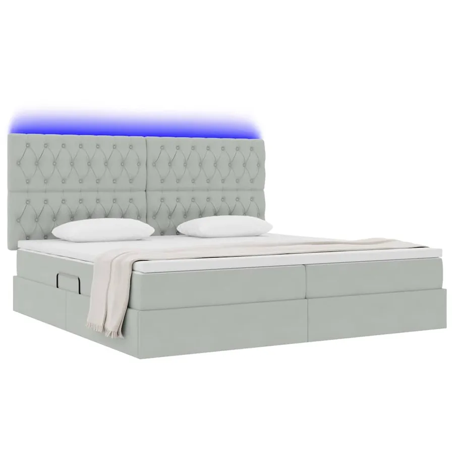 Lit de rangement LED avec matelas Gris clair 200 x 200 cm - 3