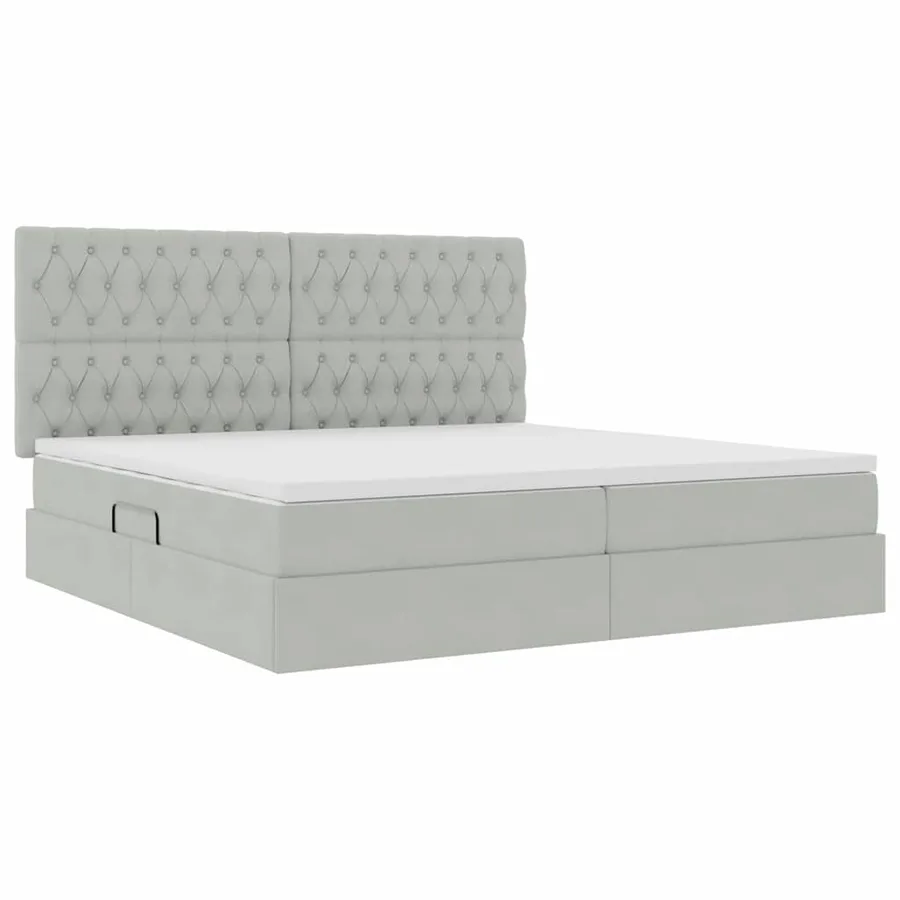 Lit de rangement LED avec matelas Gris clair 200 x 200 cm - 6
