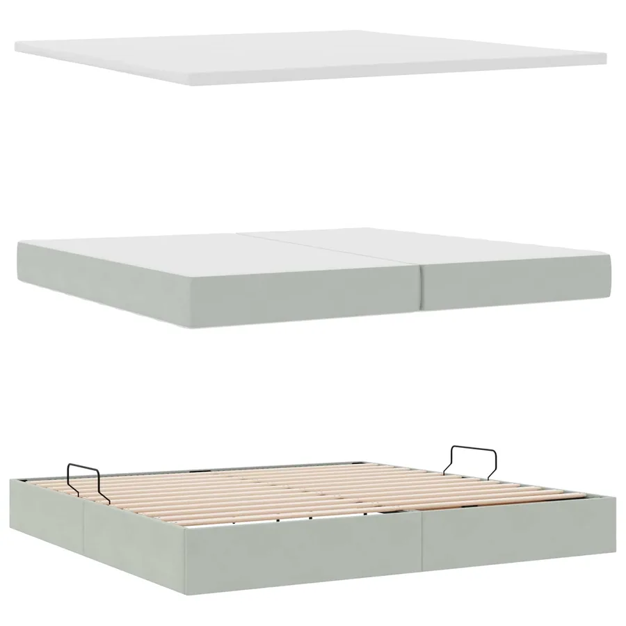 Lit de rangement LED avec matelas Gris clair 200 x 200 cm - 9