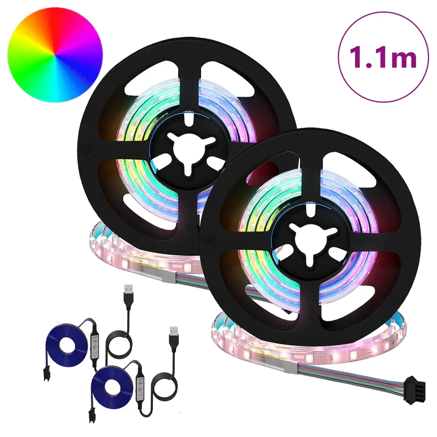 Bande LED 2 pcs Noir et Transparent 550 mm Cuivre et plastique - 2