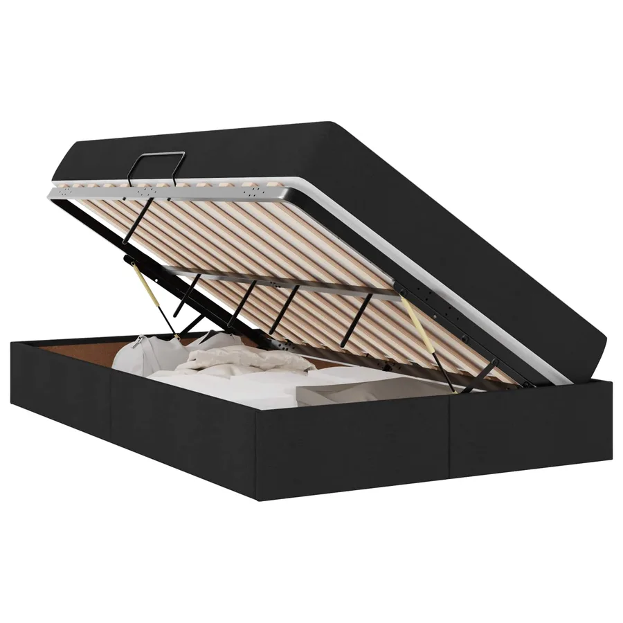 Lit avec rangement et matelas Noir 120 x 200 cm Polyester - 2