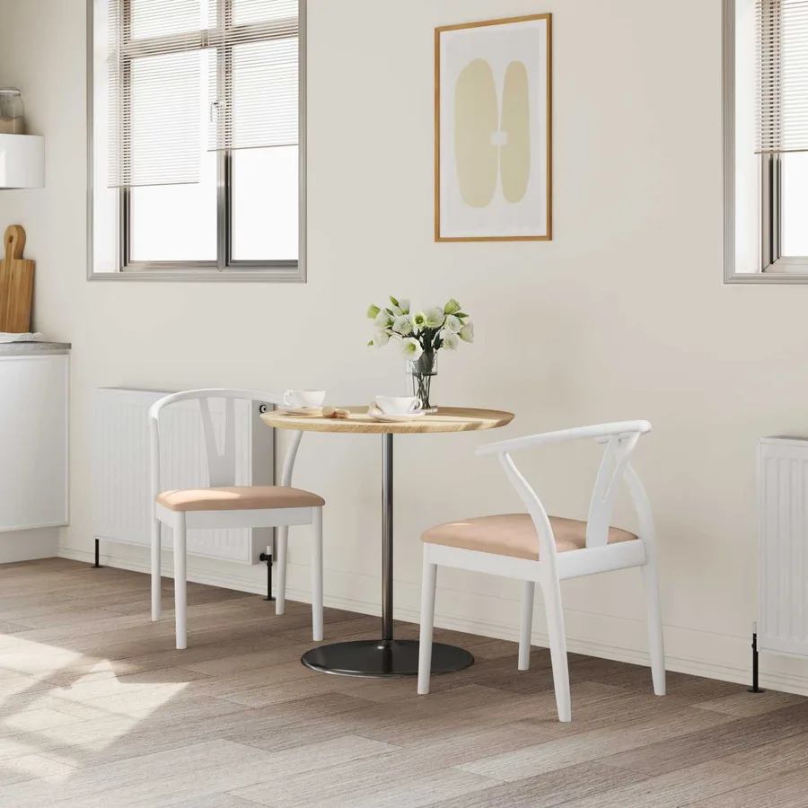 Chaise de salle à manger 2 pcs Blanc et marron - 3