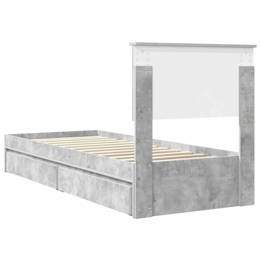 Lit de Rangement Gris béton 75 x 190 cm Bois d'ingénierie - 10
