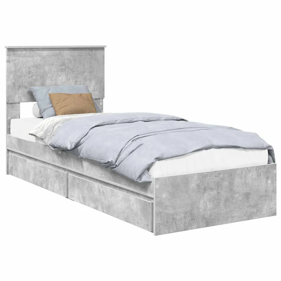 Lit de Rangement Gris béton 75 x 190 cm Bois d'ingénierie - 2