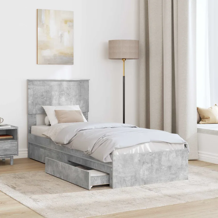 Lit de Rangement Gris béton 75 x 190 cm Bois d'ingénierie - 3