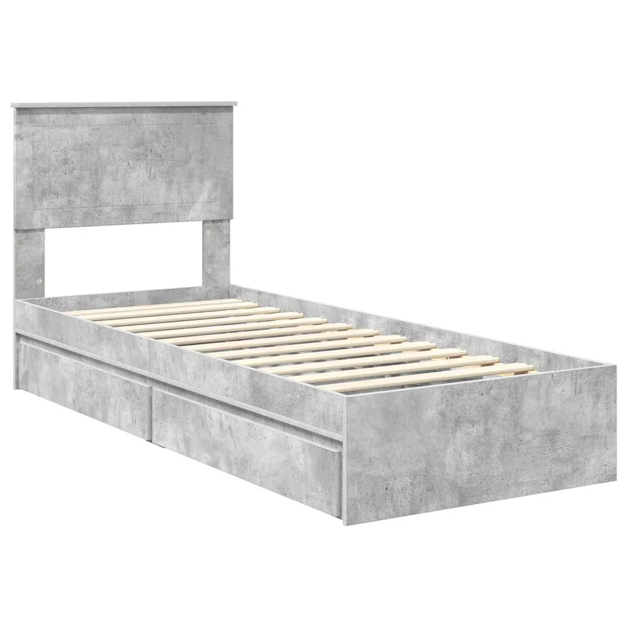 Lit de Rangement Gris béton 75 x 190 cm Bois d'ingénierie - 4