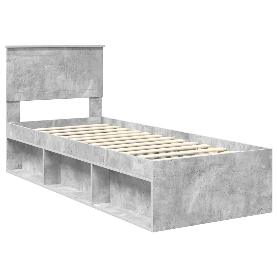 Cadre de lit avec tête de lit Gris Béton 75 x 190 cm Pin massif - 4