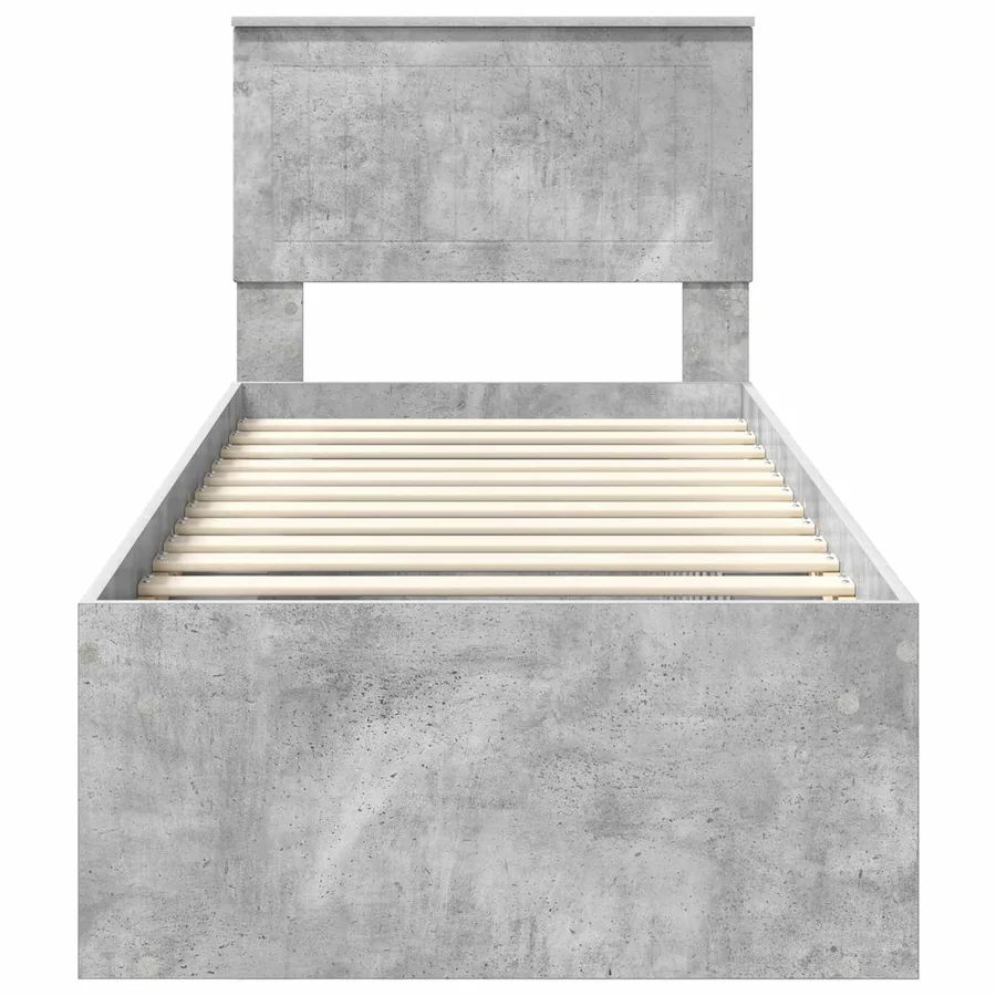 Cadre de lit avec tête de lit Gris Béton 75 x 190 cm Pin massif - 7