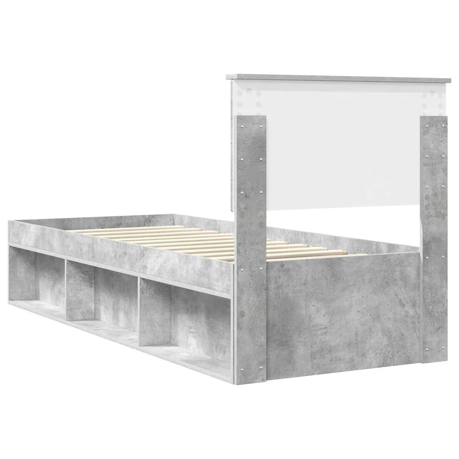 Cadre de lit avec tête de lit Gris Béton 75 x 190 cm Pin massif - 9
