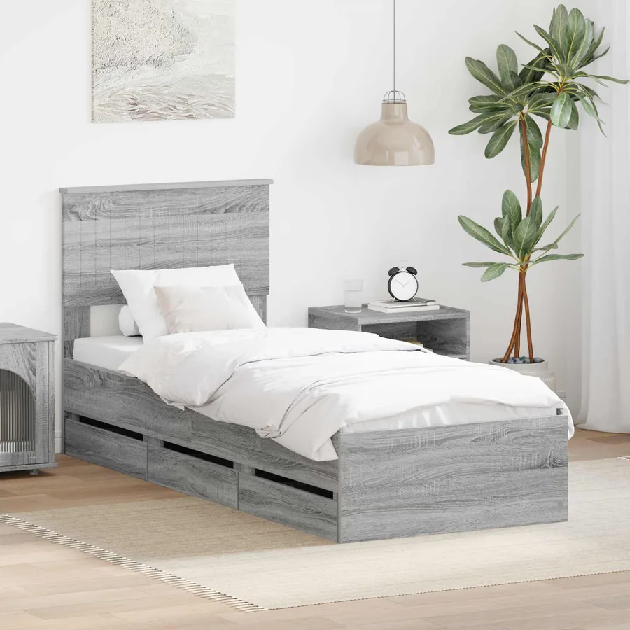 Cadre de lit Gris Sonoma 75 x 190 cm Bois Ingénierie