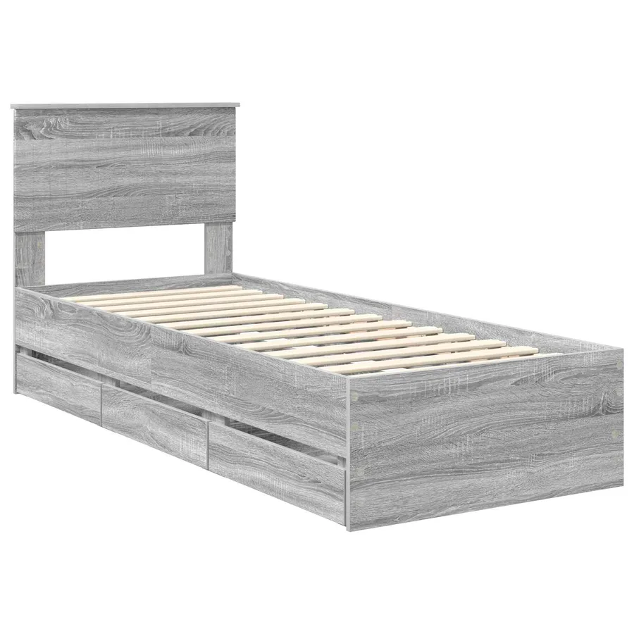 Cadre de lit Gris Sonoma 75 x 190 cm Bois Ingénierie - 4