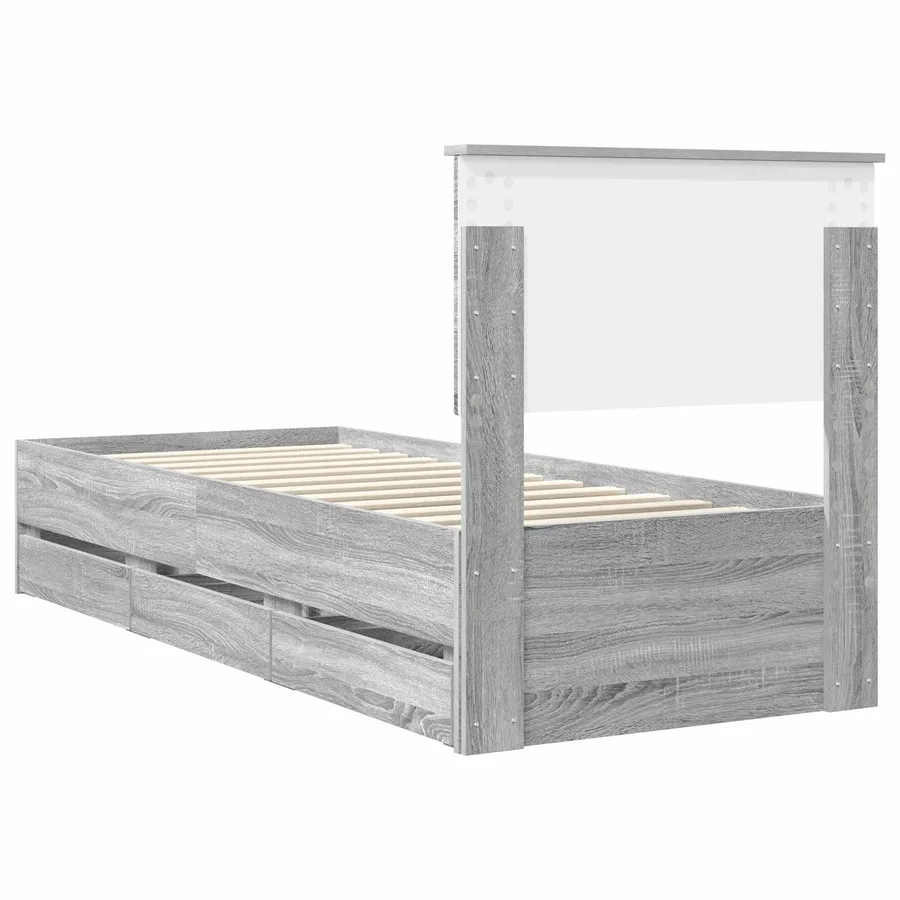 Cadre de lit Gris Sonoma 75 x 190 cm Bois Ingénierie - 8