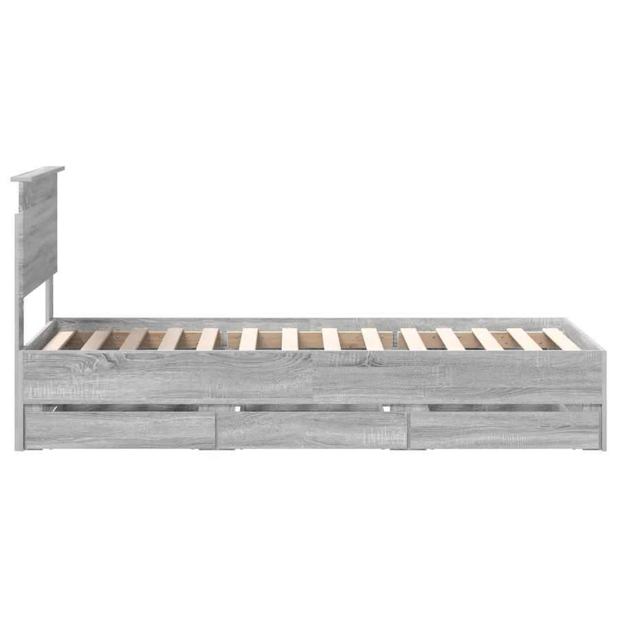 Cadre de lit Gris Sonoma 75 x 190 cm Bois Ingénierie - 9