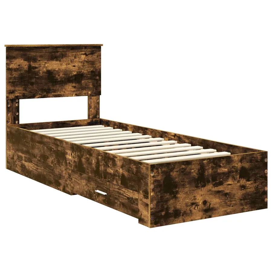 Cadre de lit Chêne Fumé et Argent 75 x 190 cm Bois d'ingénierie - 4