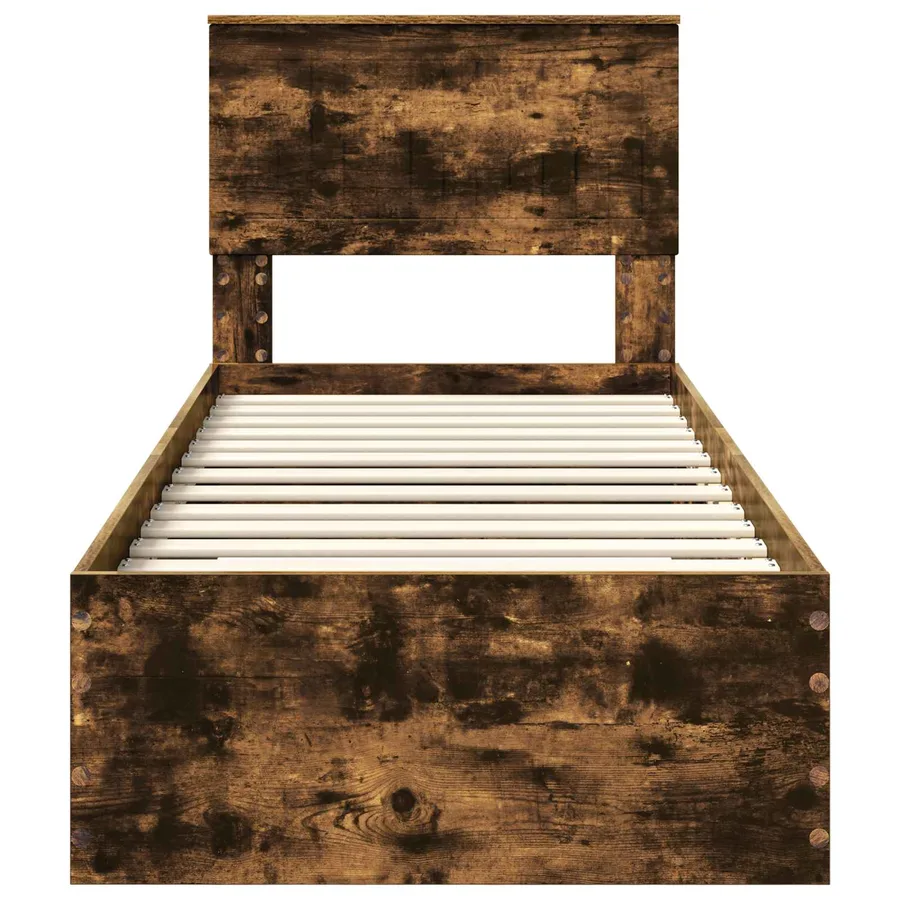 Cadre de lit Chêne Fumé et Argent 75 x 190 cm Bois d'ingénierie - 7