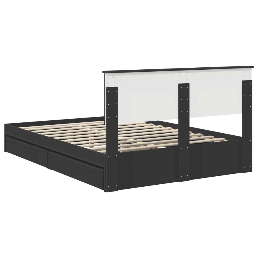 Lit de Rangement Noir 135 x 190 cm Bois d'ingénierie - 10