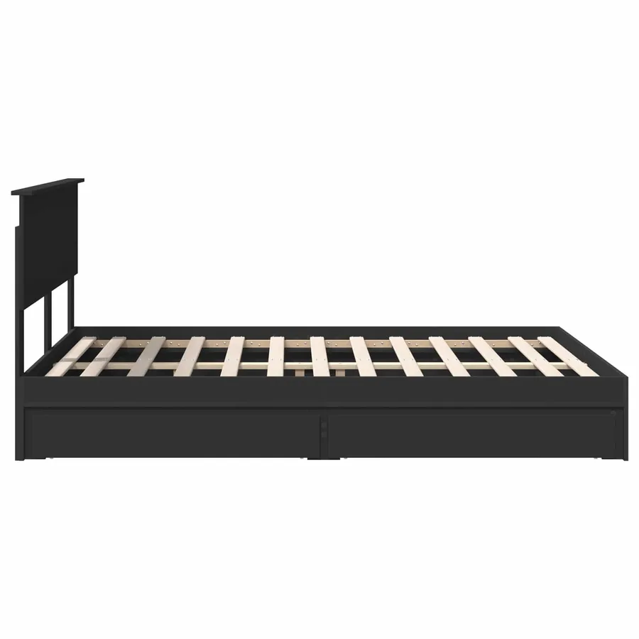Lit de Rangement Noir 135 x 190 cm Bois d'ingénierie - 9