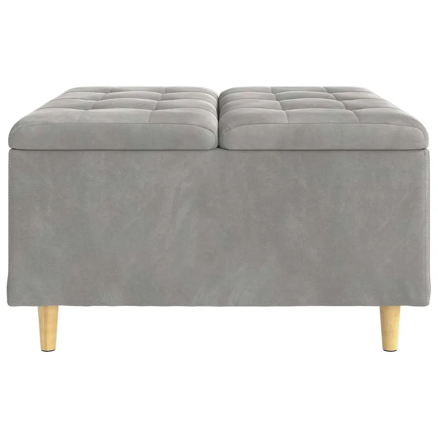 Pouf de rangement Gris clair 80 x 80 x 45 cm Velours - 5
