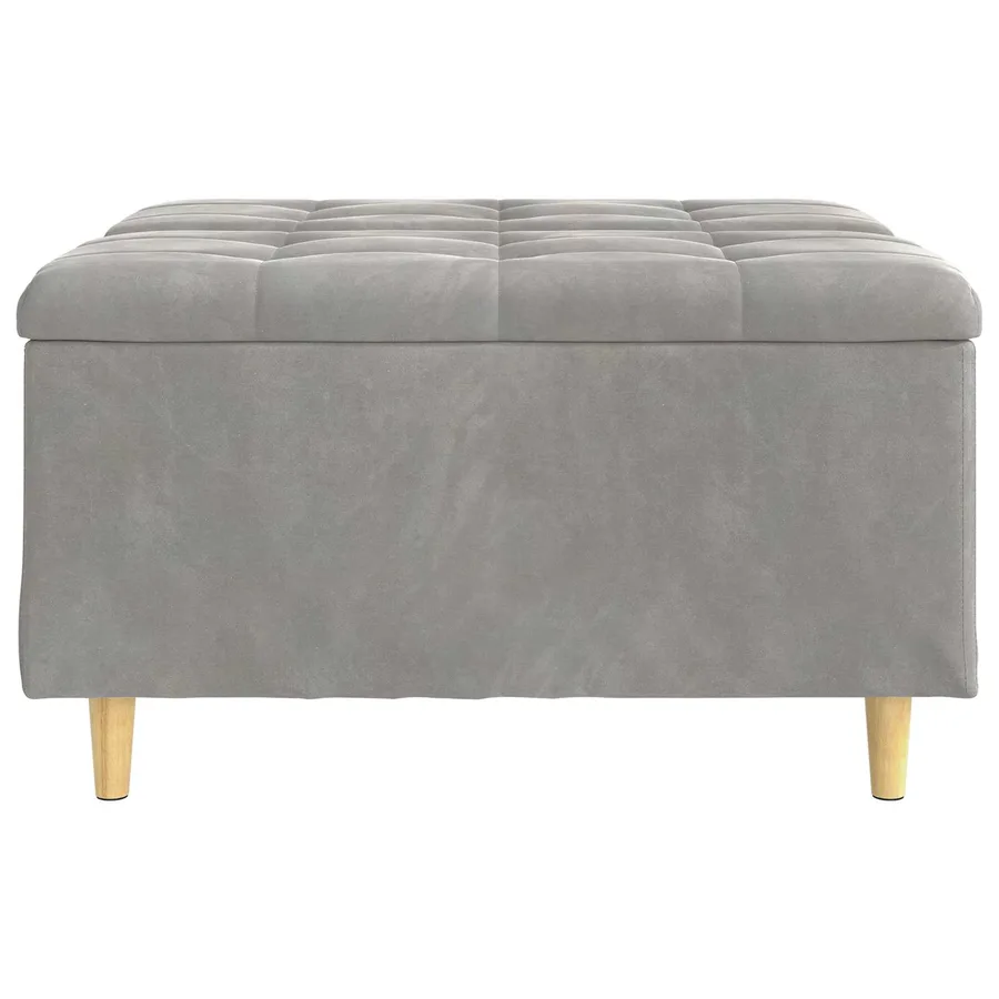 Pouf de rangement Gris clair 80 x 80 x 45 cm Velours - 6