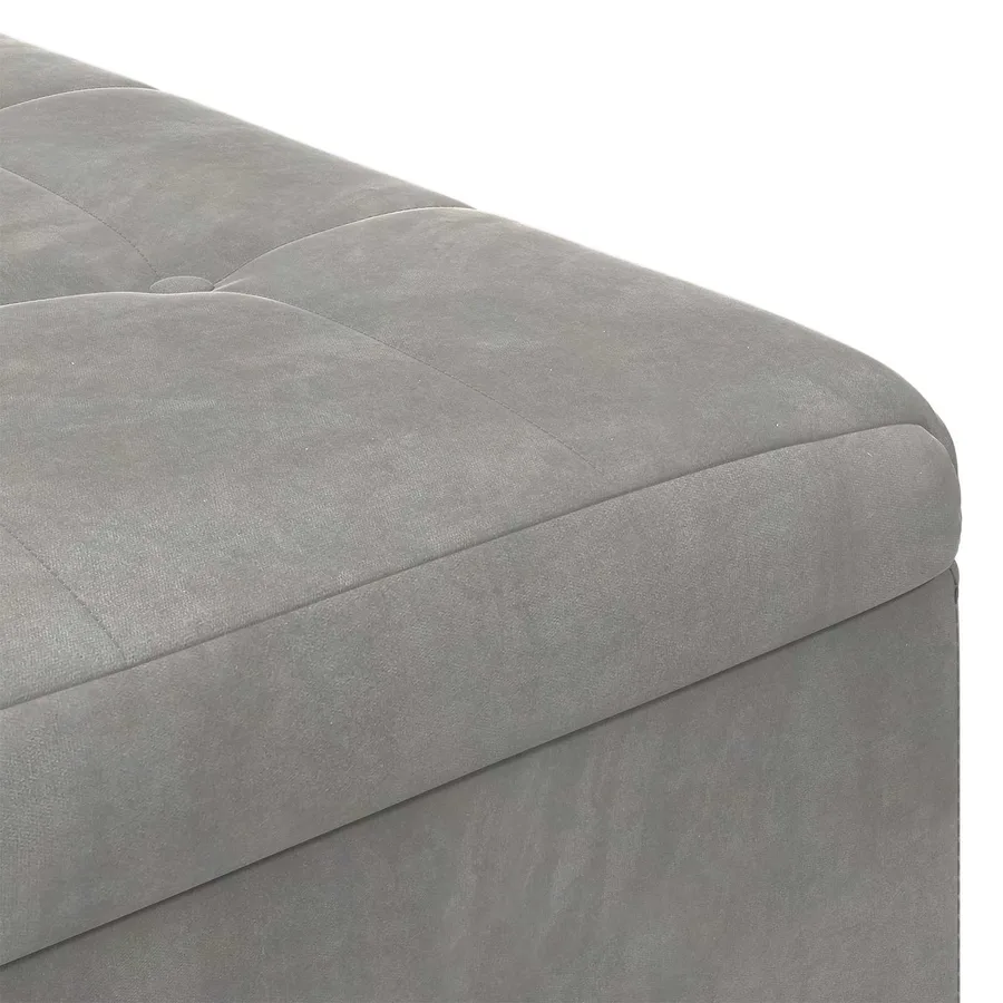 Pouf de rangement Gris clair 80 x 80 x 45 cm Velours - 7