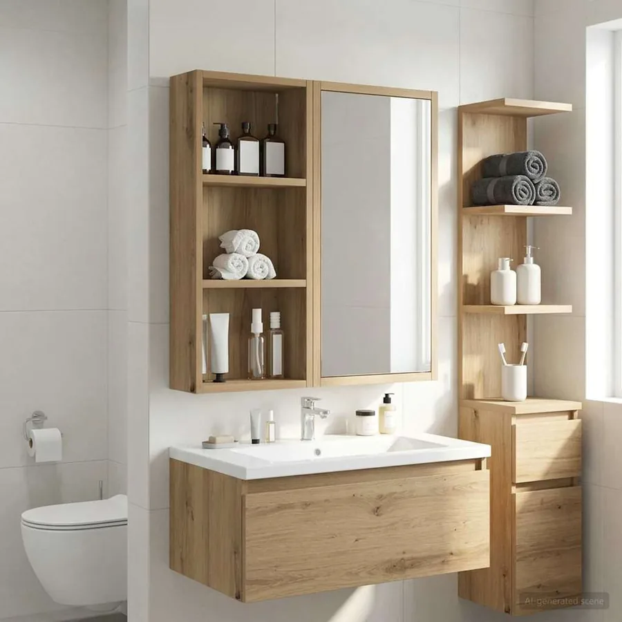 Armoire murale de salle de bain Chêne artisan 30 x 14 x 70 cm