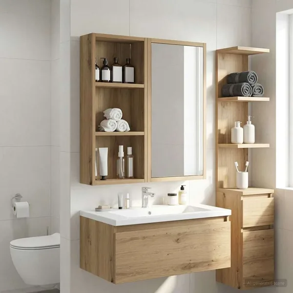 Armoire murale de salle de bain Chêne artisan 30 x 14 x 70 cm