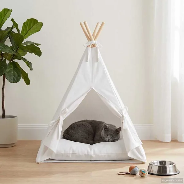 Teepee pour animaux de compagnie avec coussin 40 x 40 x 50 cm