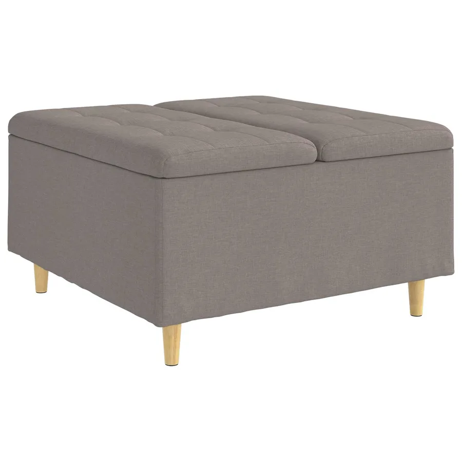 Pouf de rangement avec coussin Taupe 80 x 80 x 45 cm tissu - 2