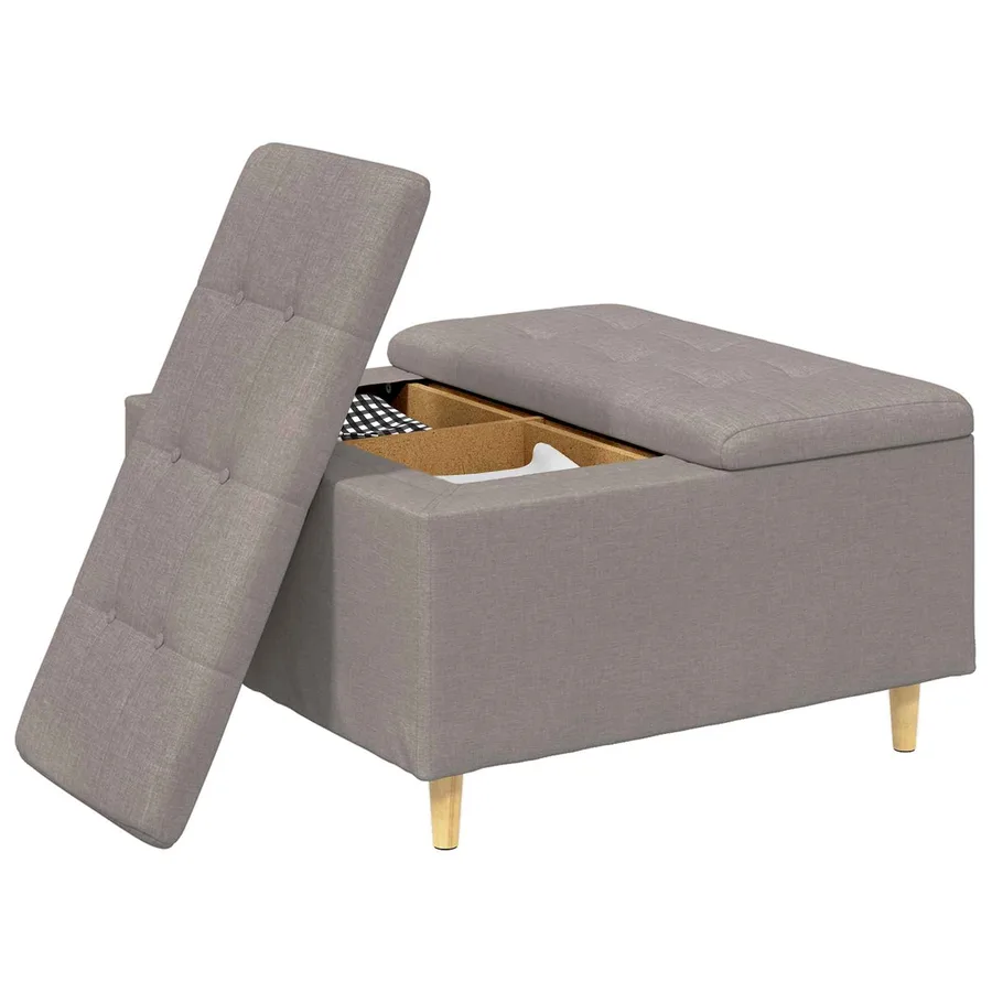 Pouf de rangement avec coussin Taupe 80 x 80 x 45 cm tissu - 3