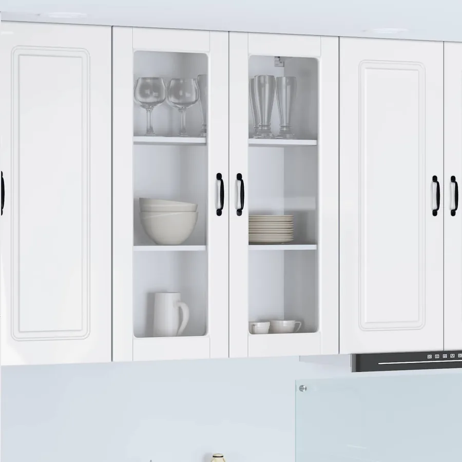 Cabinet en verre mural PORTO Blanc brillant 80 x 31 x 100 cm