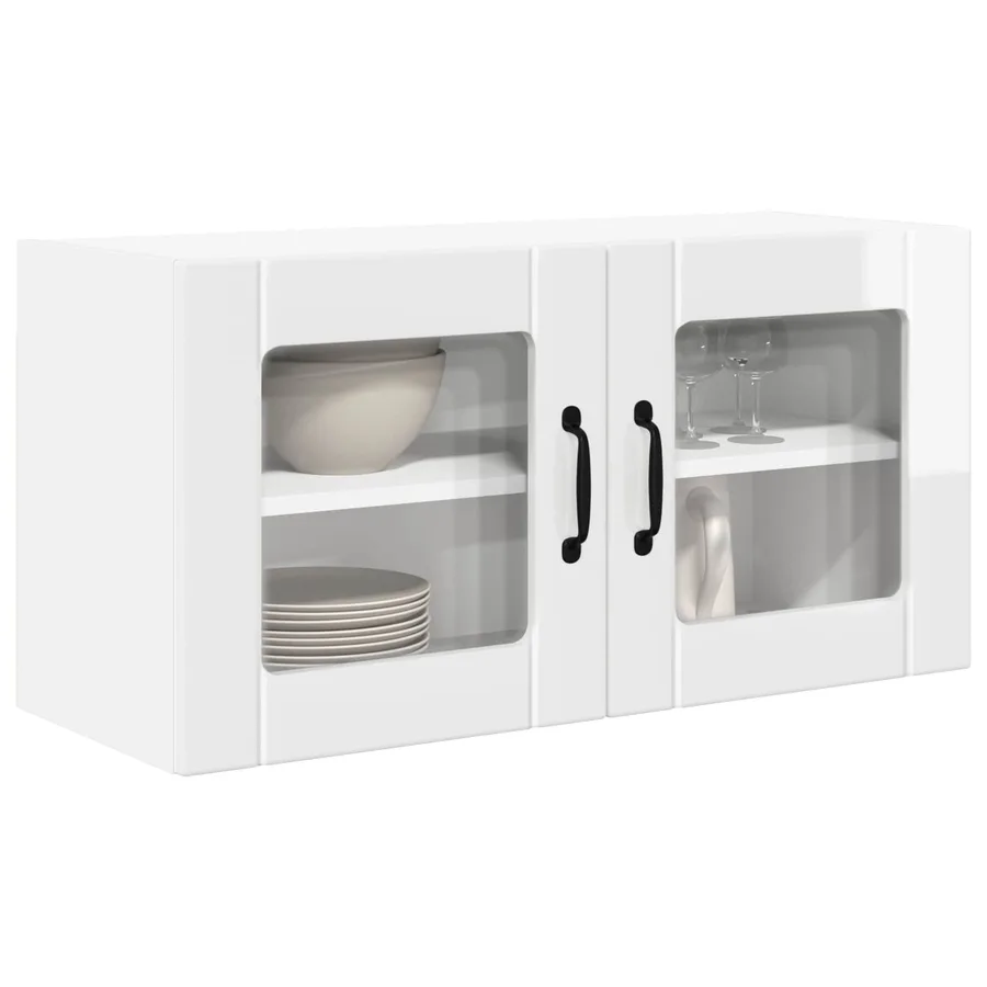 Cabinet en verre mural PORTO Blanc brillant 80 x 31 x 40 cm - 3