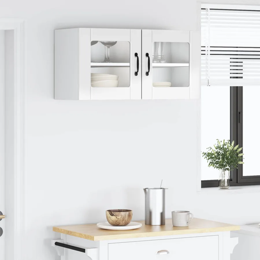 Cabinet en verre mural PORTO Blanc brillant 80 x 31 x 40 cm - 4