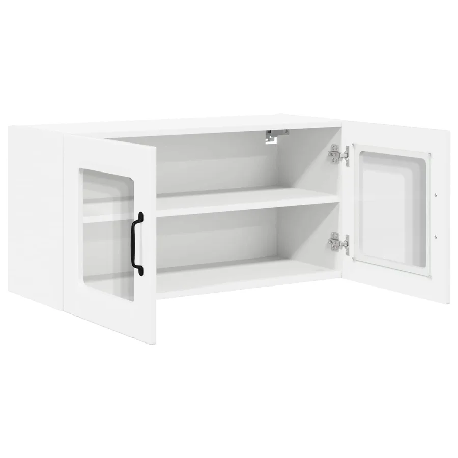 Cabinet en verre mural PORTO Blanc brillant 80 x 31 x 40 cm - 5