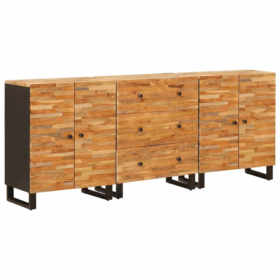 Buffet 3 pcs Marron 60 x 33 x 75 cm Bois de mangue massif