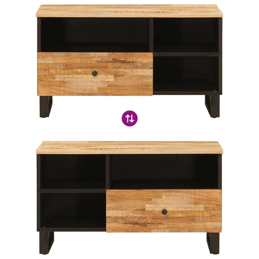 Meuble TV Marron 80 x 33 x 46 cm Bois de mangue massif - 10
