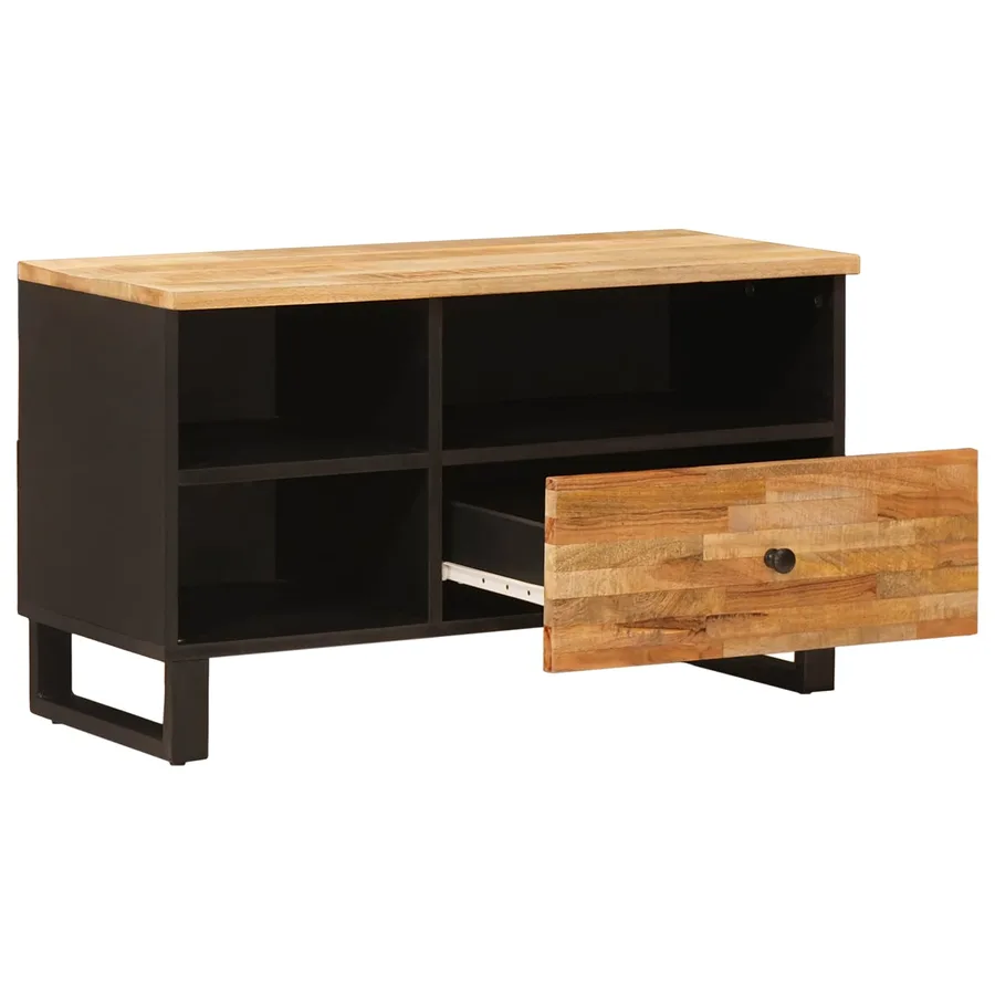 Meuble TV Marron 80 x 33 x 46 cm Bois de mangue massif - 2
