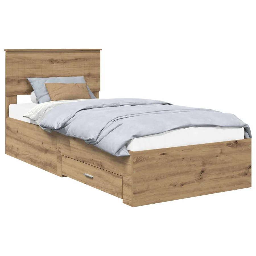 Cadre de lit Chêne artisanal 90 x 190 cm Bois d'ingénierie - 2