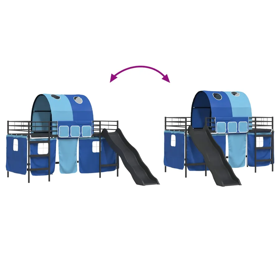 Lit mezzanine pour enfants Noir et Bleu 90 x 200 cm Métал - 14
