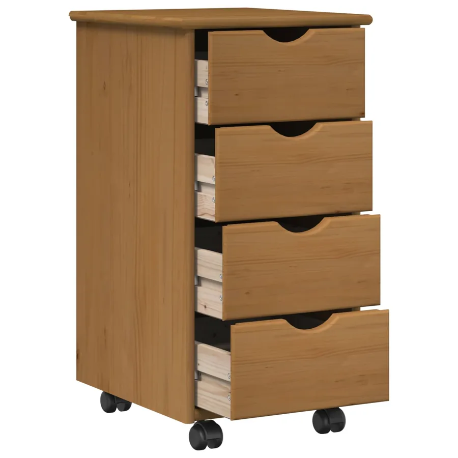 Cabinet roulant avec roue Marron miel 34 x 39 x 65,5 cm - 2