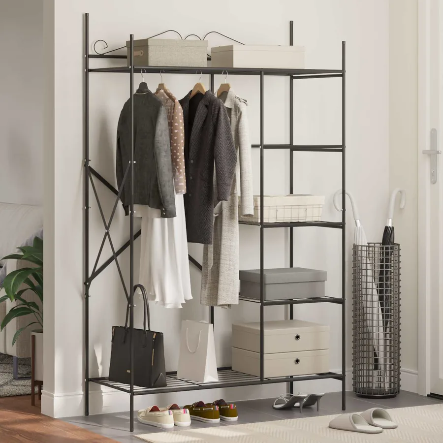 Armoire Ouverte avec étagère Noir 104,5 x 45 x 172 cm Acier - 4