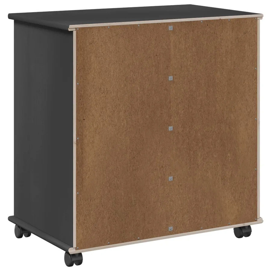 Cabinet roulant Gris 63,5 x 39 x 65,5 cm Bois de Pin Massif - 7