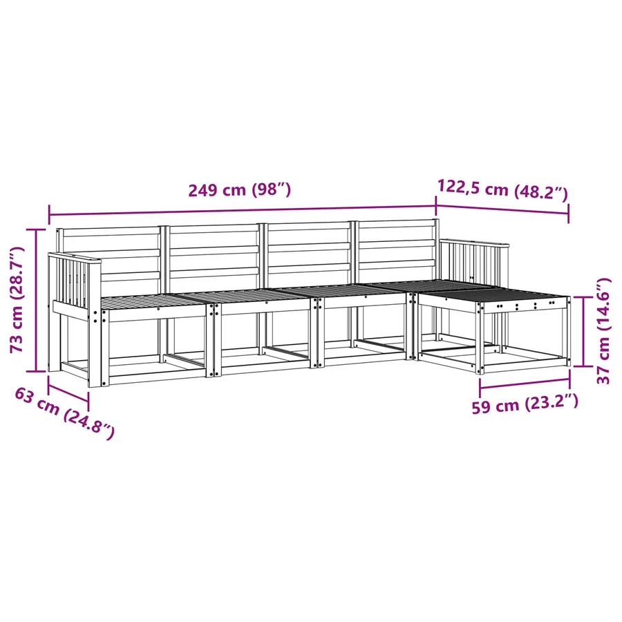 Ensemble de canapés d'extérieur 5 pcs Naturel - 8