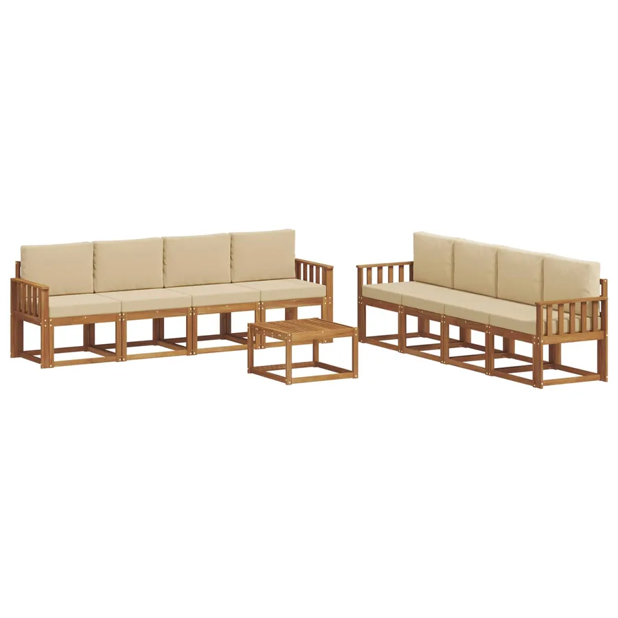 Ensemble de canapés d'extérieur 9 pcs Naturel et Beige - 2