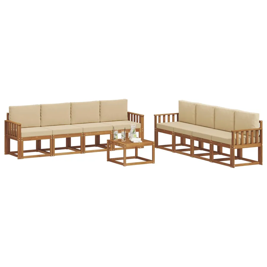Ensemble de canapés d'extérieur 9 pcs Naturel et Beige - 3